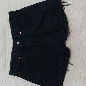 Levis 501 Black Button Fly Distressed Cut Offs